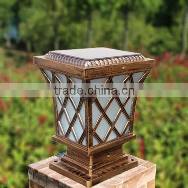 Classical style solar garden lamp, outdoor pillar lamp with 50000hrs led