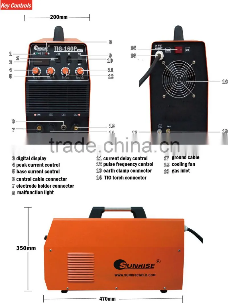 heavy duty cycle high frequency chinese big factory big quantity warehouse TIG-160P dc pulse tig welding machine