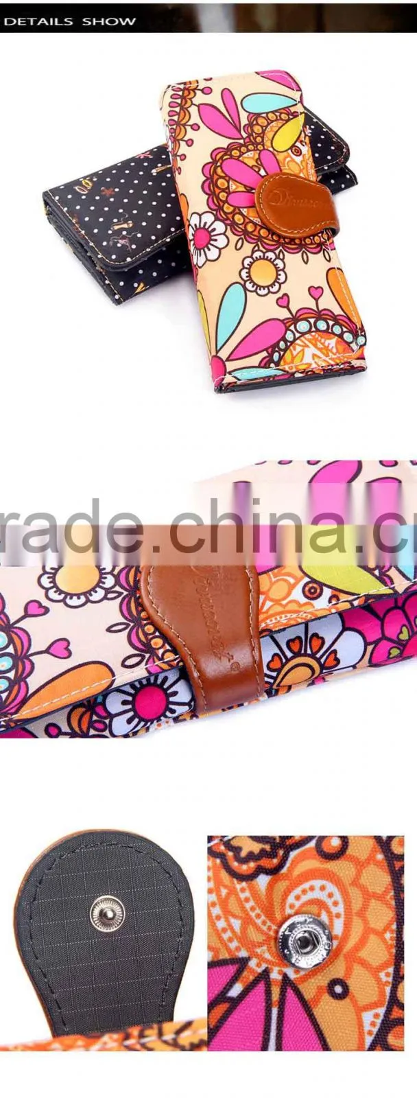 China Alibaba waterproof custom nylon korean wallet women