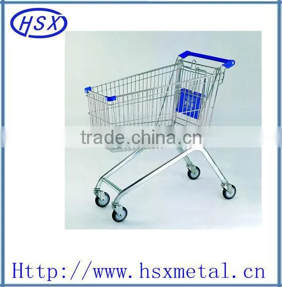 powder coat metal wire basket carts with 4 wheels /metal shopping carts HSX-S480