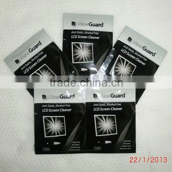 single pack laptop computer screen cleaning wet wipe cloth, branded lcd screen keyboard cleaner