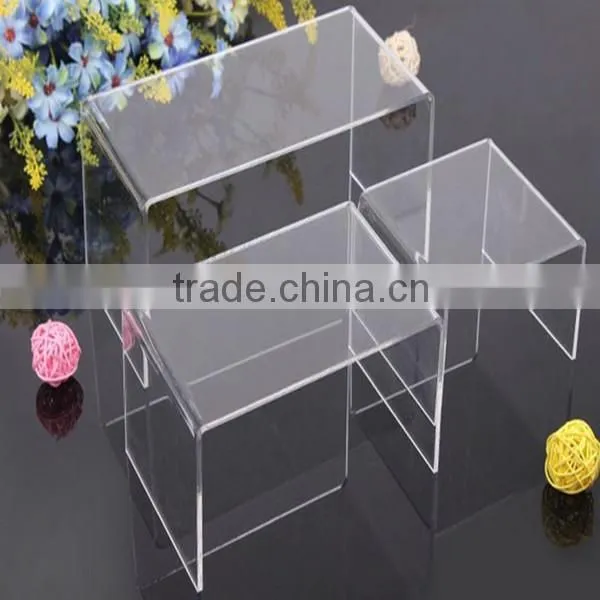 Multi purpose 3 pieces clear acrylic riser/acrylic shelf risers