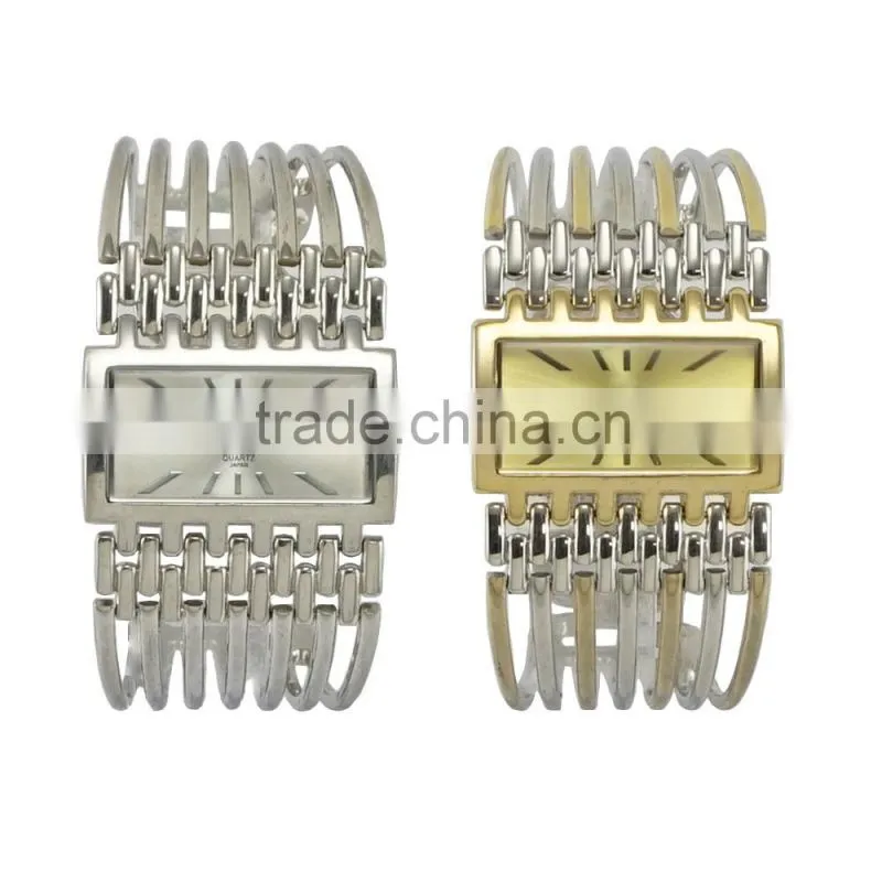 New models Exclusive design square case big bracelet band watch stainless steel back women