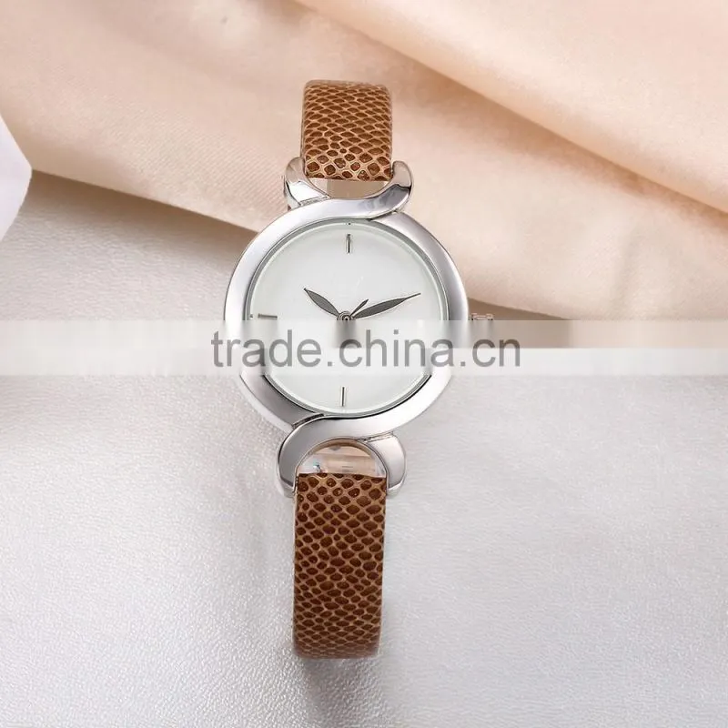 2016 cute face lady leather watch, women genuine leather beautiful ladies watch