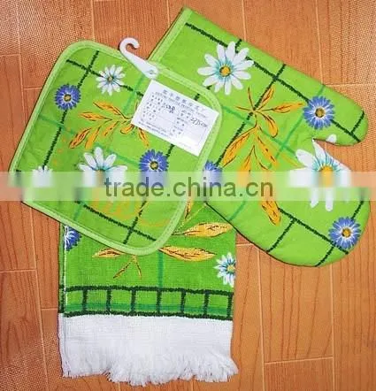 3 pcs pigment print cotton kitchen towel set
