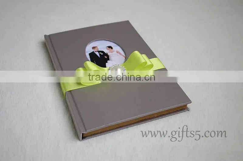 Best quality Grey silk cover wedding sign in book