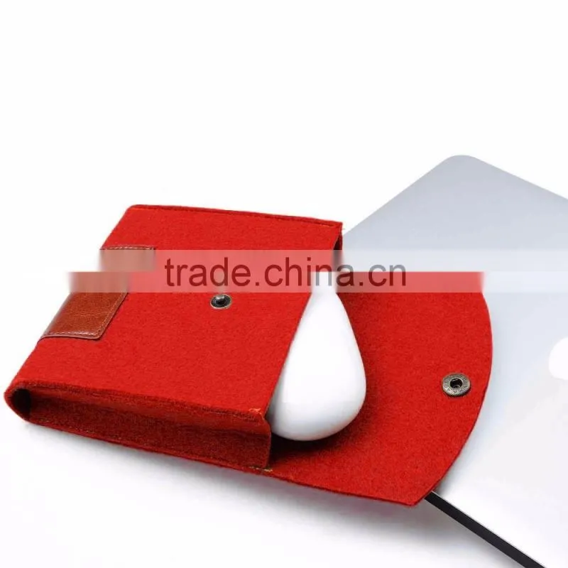 2016 new hot selling wool felt+ PU laptop sleeve bags with mouse bag for apple Macbook air pro , pro retina 11" 13.3" 15.4"