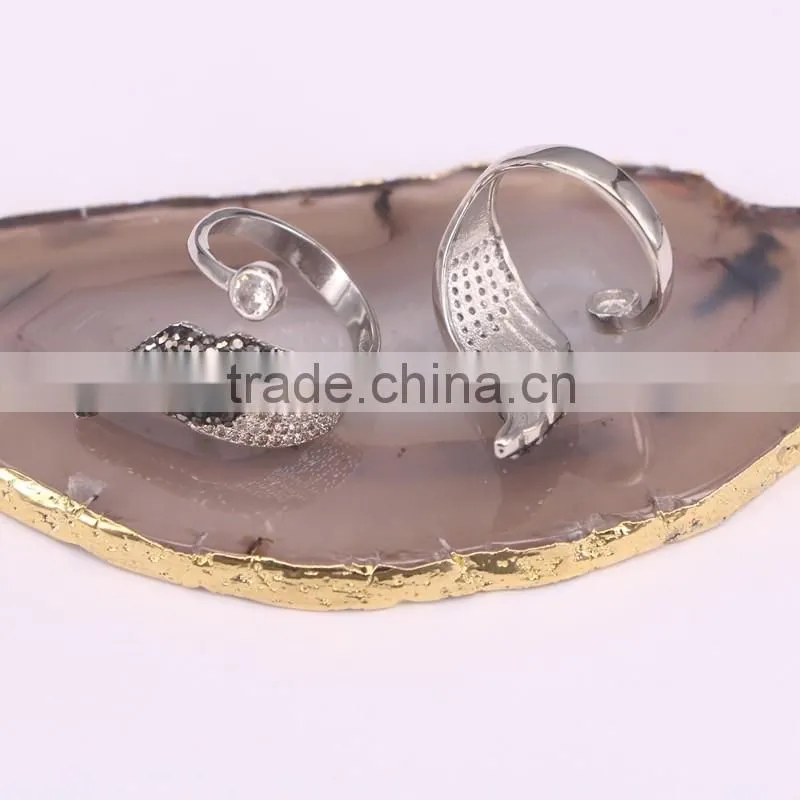 New Style Dark Silver Plated Ring for Women with Crystal Zircon Paved Gemstone Jewelry