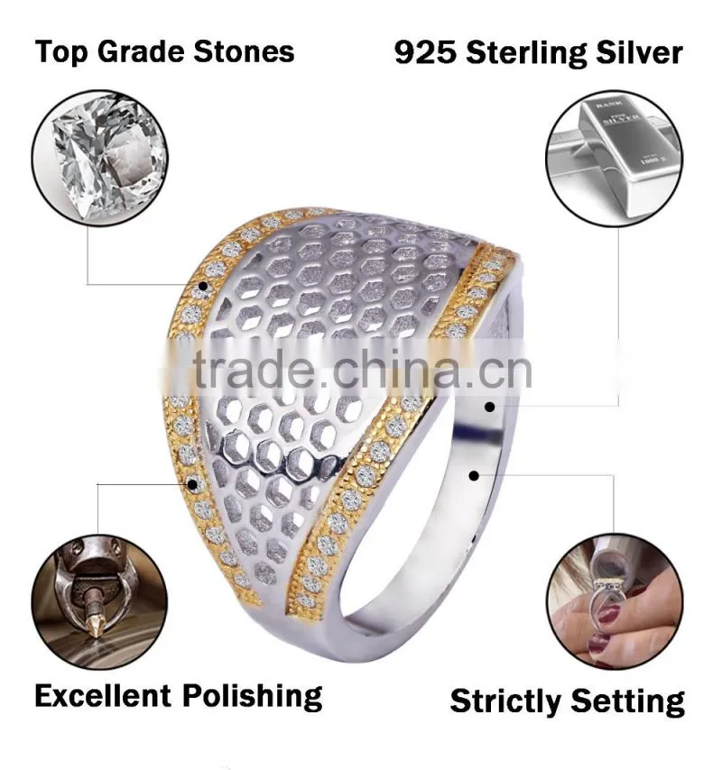 2015 fashion 925 sterling siver ring micro zircon ring for men