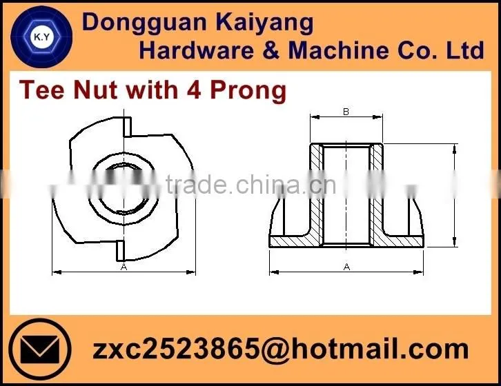 Din 1624 Carbon Steel Pronged Tee Nut