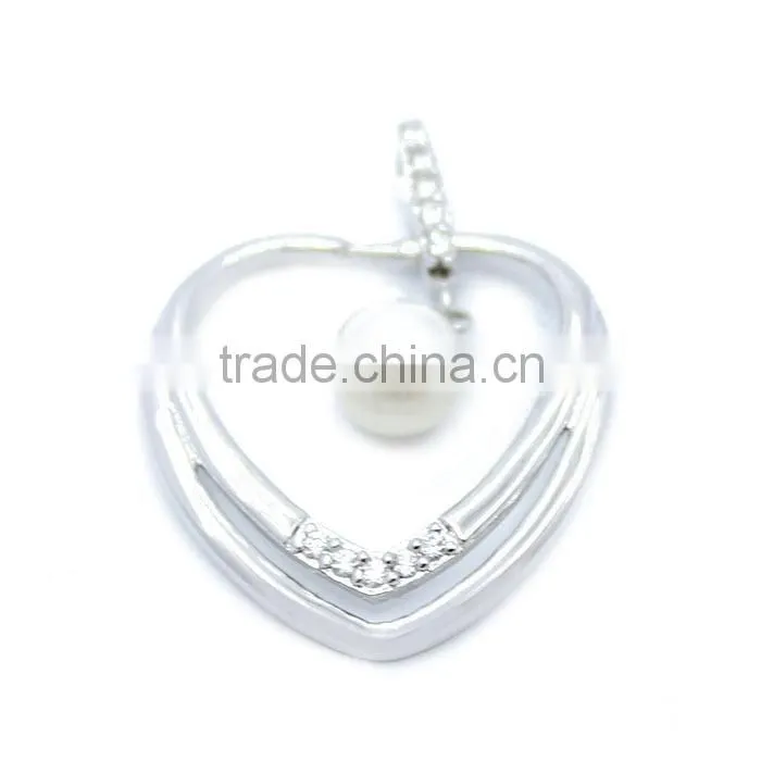 Wholesale OEM 925 Silver jewelry heart shaped pearl pendant