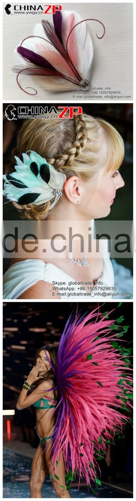 Leading Supplier CHINAZP 10-15cm Length Decorative Dyed Light Pink Stripped Coque Chicken Tail Feathers