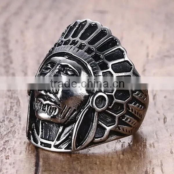 Men's Indian Head Stainless Steel Ring 2016