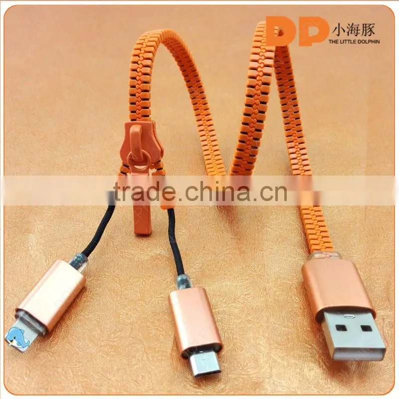 gadgets 2 in 1 zip USB cable illuminated LED zipper charging cable