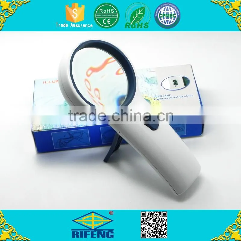 Hot sale lighted16x magnifier folding magnifying glass with LED