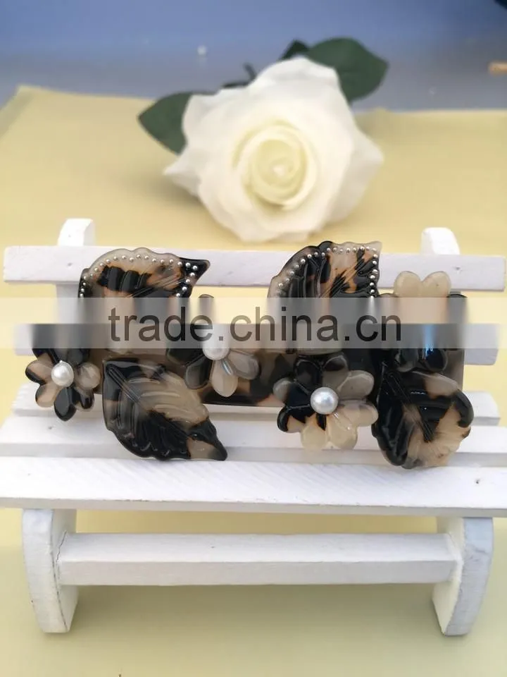 Wholesale channel hair accessories brand barrettes hair clips for thick long hair magnetic flower leaves hair clip