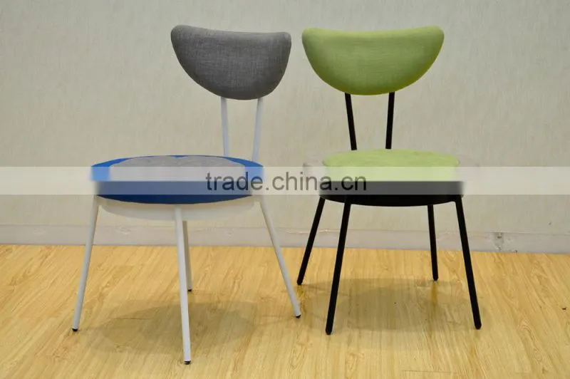 2016 New model dining room hotel chair fabric with steel legs