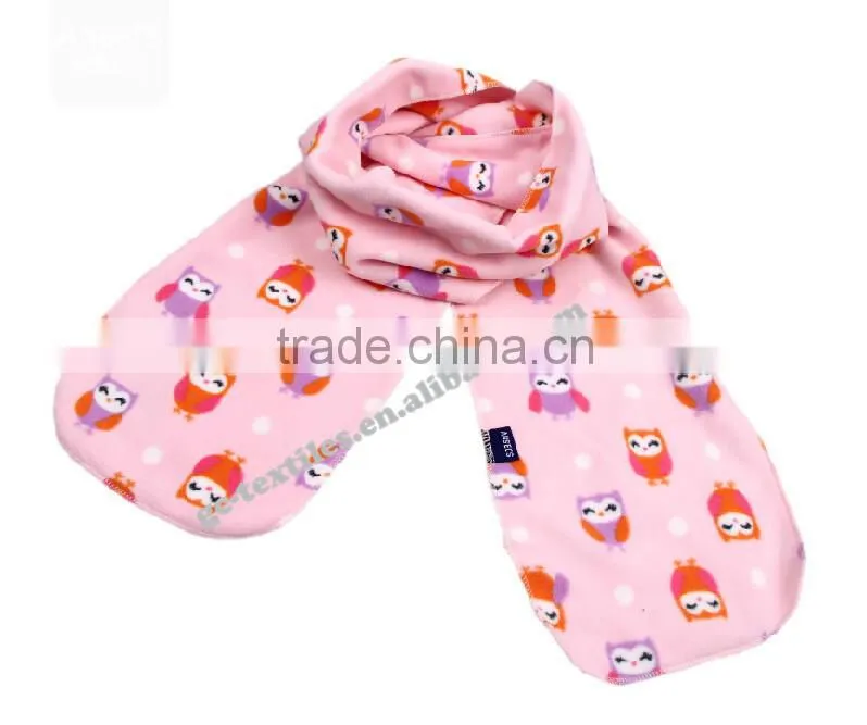 high quality and soft polar fleece scarf for children with cute printing pattern