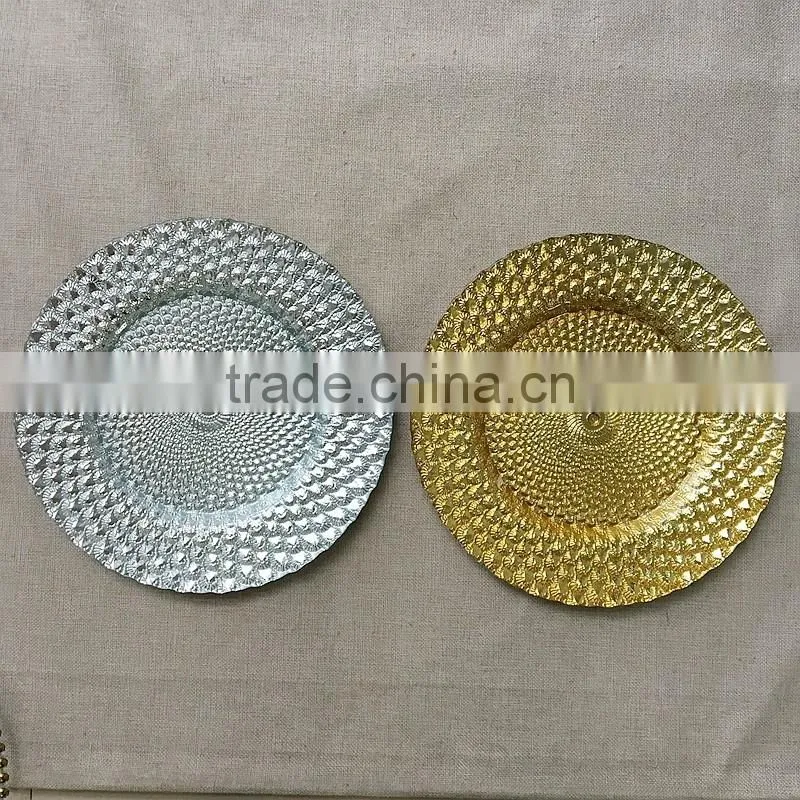 wholesale fancy dishes silver gold glass dish plate