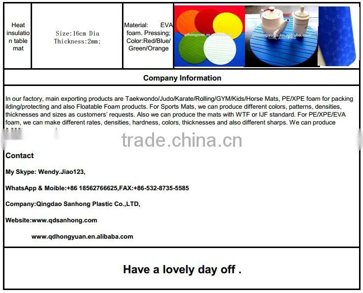 heat sanhong table mat