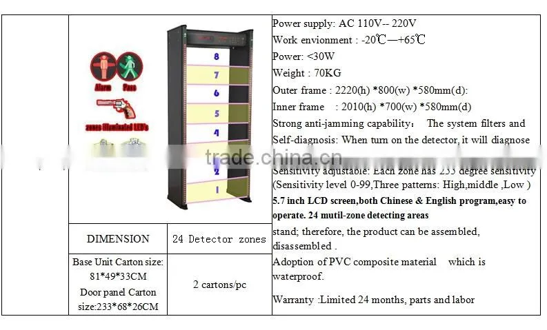 wholesale door frame metal detector with LCD display XLD-B(LCD)