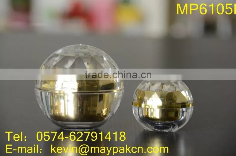 Hot sale with good quality double wall with beauty ball made in china square golden acrylic cream jar