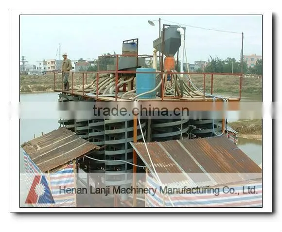 High performance gravity spiral chute for placer gold ore