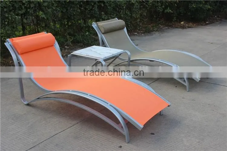 Modern Poolside Aluminum Frame Mesh Sun Lounger