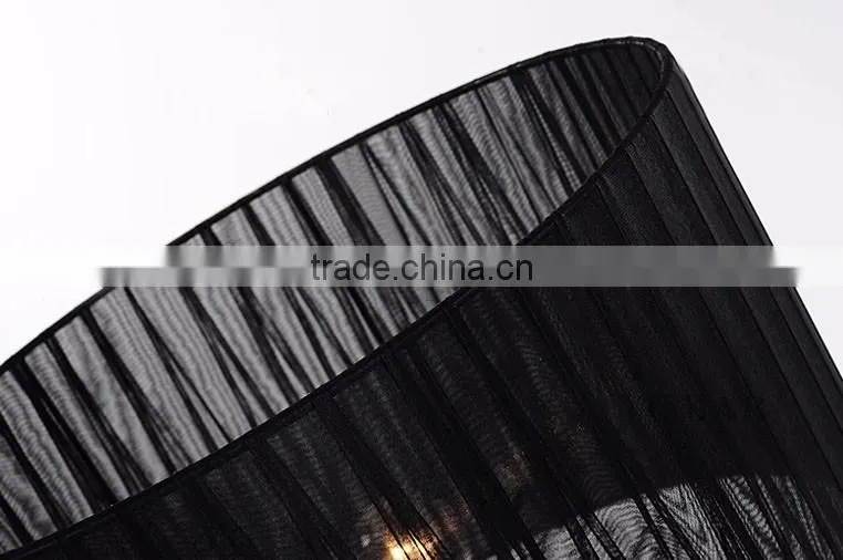 Modern design K9 black crystal table lamp with fabric lampshade