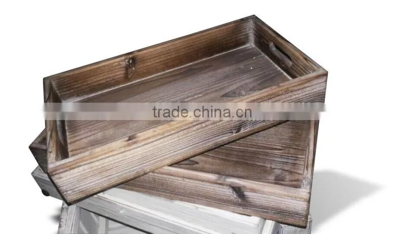 2016 new style wooden tray in old wood color with handlers