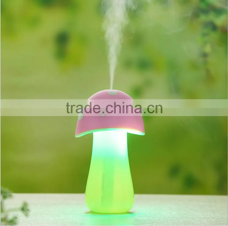 Mini Portable Cartoon Mushroom Cute Design Air Humidifier, Household Colorful LED Light Air Personal Humidifier For Sale