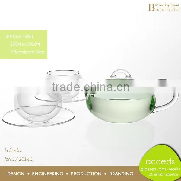 Foodgrade Newest Design Glass Microwavable New Fashion Teapot