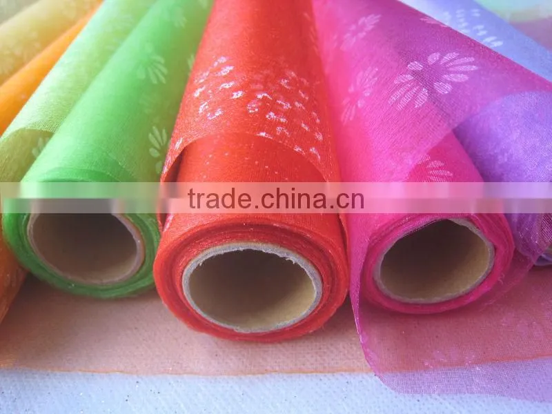 rainbow beautiful christmas silk organza fabric india for flower wrapping