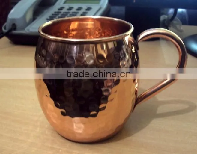 AMAZON BEST SELLING FDA APPROVED 470 ML 100% PURE COPPER BARREL HAMMERED MOSCOW MULE MUG