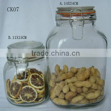 clear square glass cookie jar with clip lid food stroage airtight jar