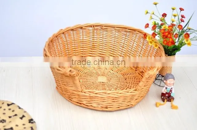 Handmade round comfort natural wicker rattan dog bed