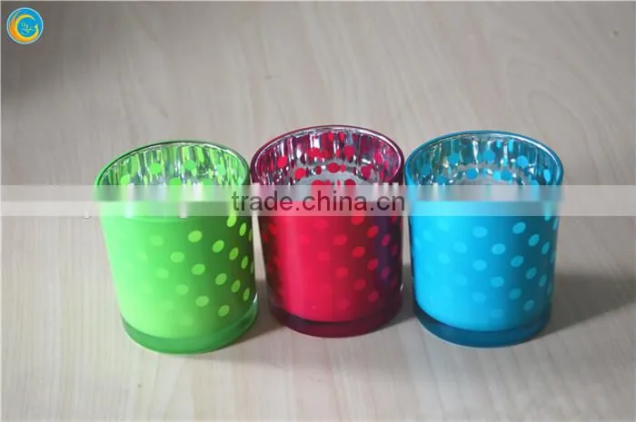 wholesale dots pattern tealight glass candle holders