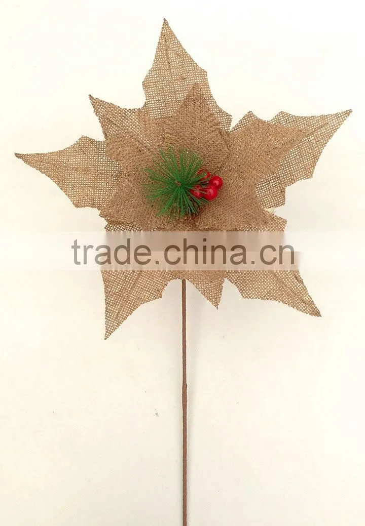 Bulk buy linen poinsettia flower christmas decorations