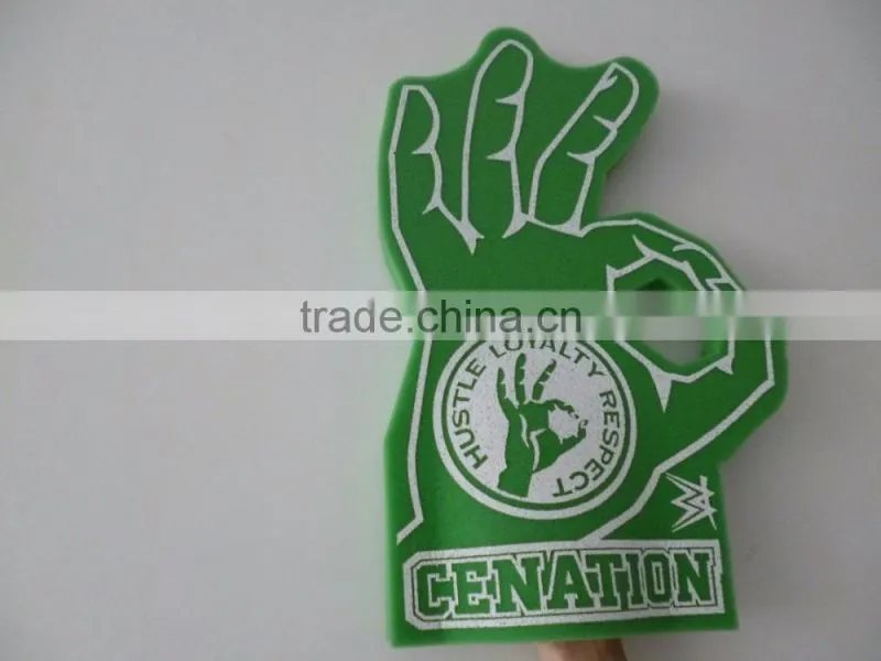 orange OKAY shape design sponge Foam Hand gloves