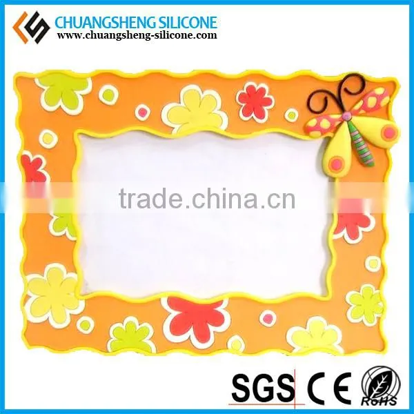 2016 most popular colorful silicone picture frames, PVC photo frame, lovely wooden frame