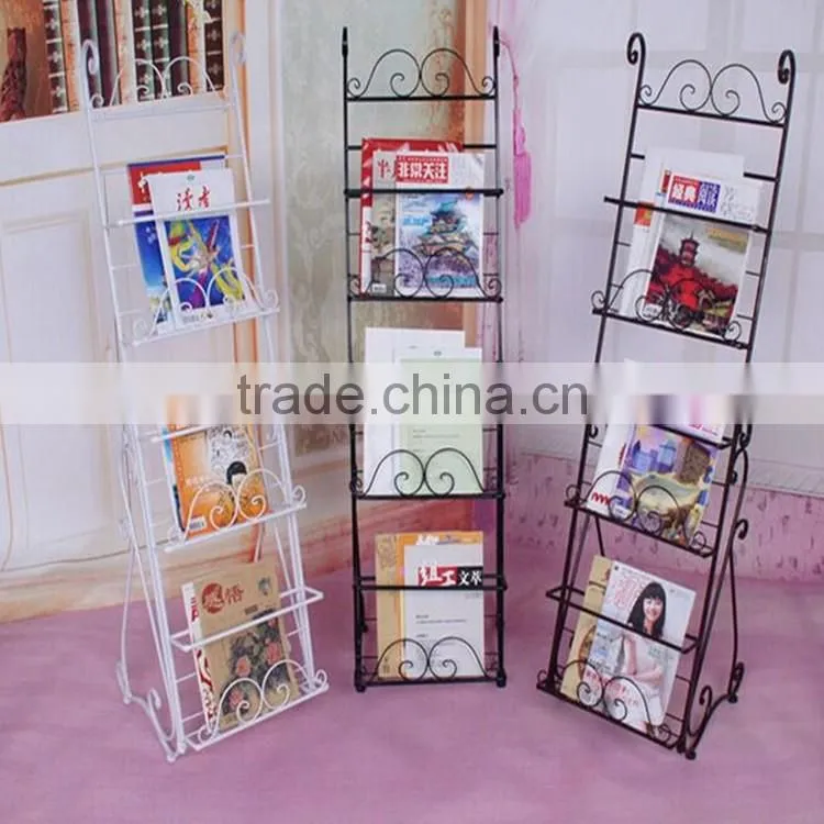 2016 professional heavy duty metal magazine display shelf storage rack