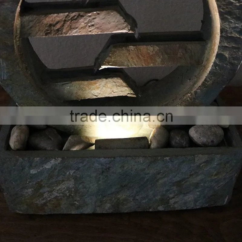 4-Level Slate Tabletop Water Fountain with LED Light