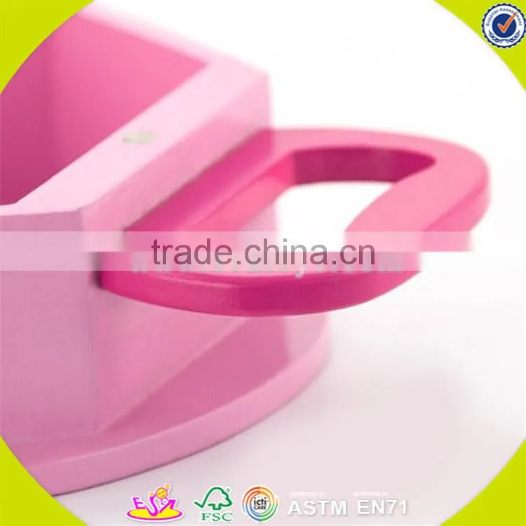 Wholesale role play wooden jewelry box toy beautiful pink wooden jewelry box toy hot kids wooden jewelry box toy W10D105