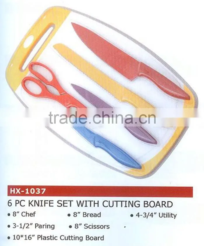 2015 hot sale good quality kitchen knife set with cutting board