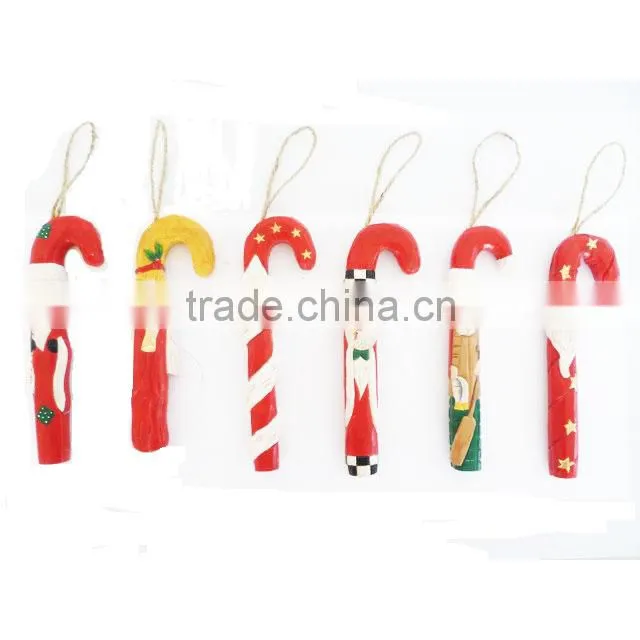 Boutique cristmas santa J shape resin stick christmas ornamenst