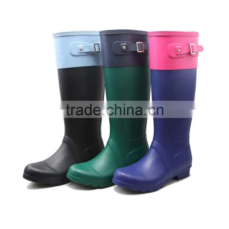 New Arrival Knee high women rain boots rubber boots wellington gumboots