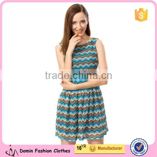 Geometric Wave Pattern Printed Custom Knitted Dress