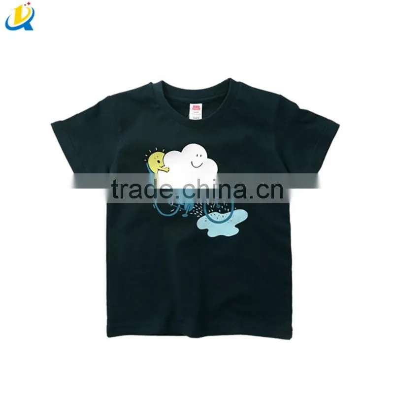 Top quality Black fancy boys custom printing kids t shirt children short sleeve T-shirt