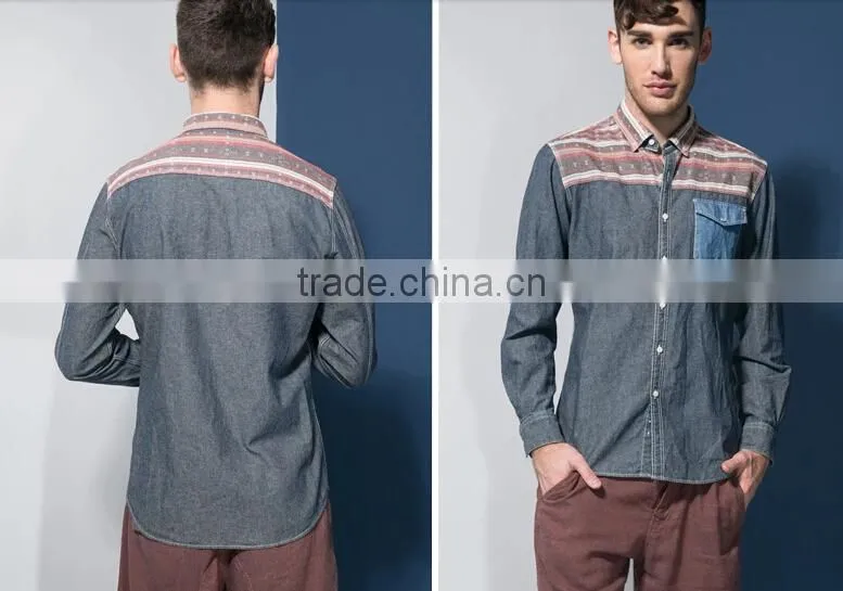 Mens jeans shirt with new fashion printed 22