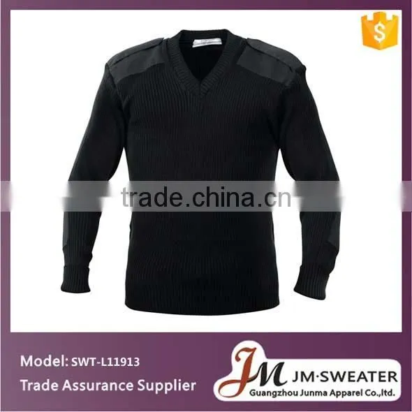 2016 New black v-neck knitting military commando uniforms pullover security/police sweater